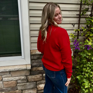 Red Soft Touch Waffle Knit Sweater