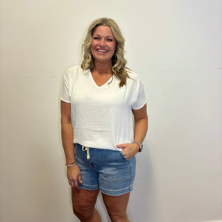 White Woven Airflow Short Sleeve