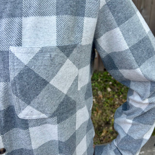 Grey and Cream Plaid Button Up