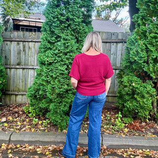 Cabernet Short Sleeve V-Neck Dolman Sweater