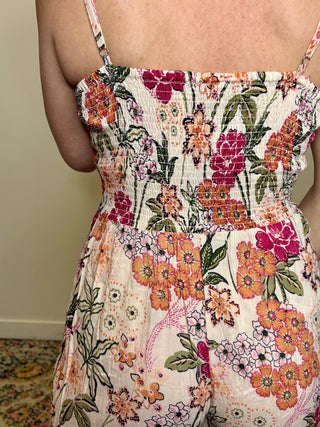 V-Neck Twist Front Floral Jumpsuit