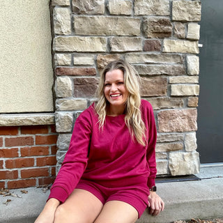 Cabernet Fleece Sweatshirt and Shorts Set