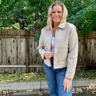 Soft Felt Zip Up Jacket