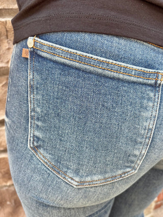 Judy Blue Mr. Daisy Mid Rise Bootcut Dark Dust Rider Indigo Jean