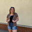 Coffee Ribbed Button Down with Lace Trim