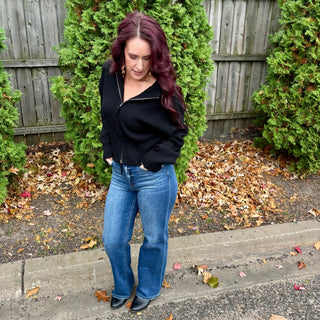 Black Collared Zip Up Sweater