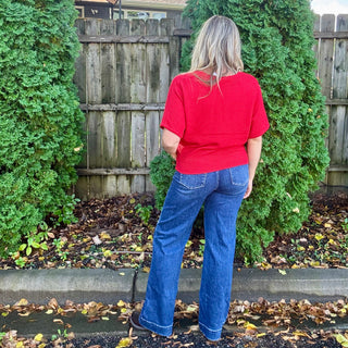 Ruby Short Sleeve V-Neck Dolman Sweater