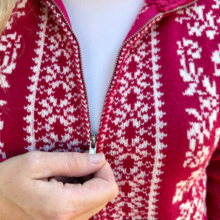 Graphic Knit Sweater Zip Up Cardigan