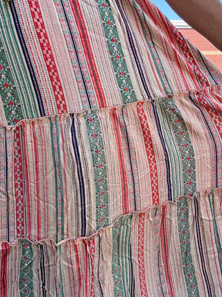 Striped Spaghetti Strap Tiered Maxi Dress