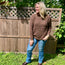 Brown Long Sleeve Round Neck Waffle Knit Sweater