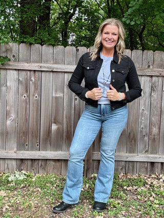 Risen Basic Fitted Black Stretchy Jacket with Pockets