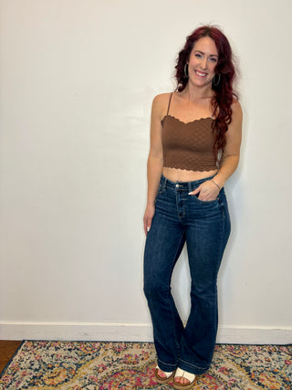 Brown Seamless Double Strap Lace Bralette