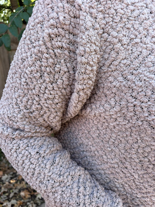 Ash Mocha Long Sleeve Popcorn Sweater Cardigan with Pockets