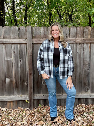 Plaid Sherpa-Lined Button Down Shacket