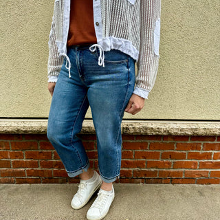 Risen Mid Rise Cuffed Barrel Jeans