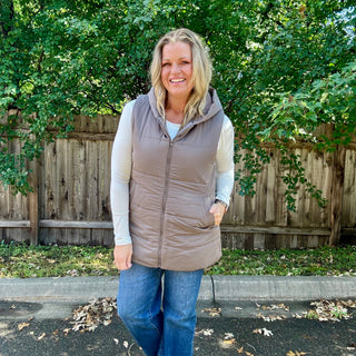 Grey Hooded Puffer Vest