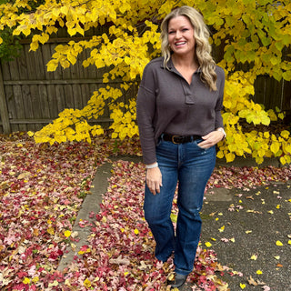 Charcoal Exposed Seam Long Sleeve