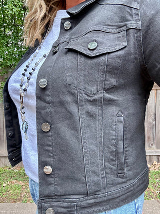 Risen Basic Fitted Black Stretchy Jacket with Pockets