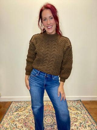 Brown Cable Knit Sweater