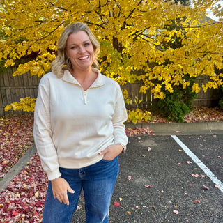 Cream Half Zip Sweatshirt
