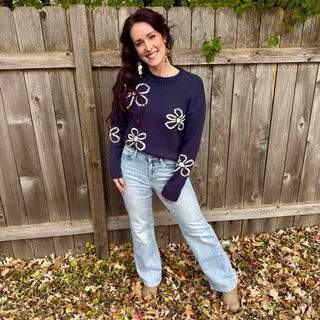 Flower Stitch Embroidered Sweater