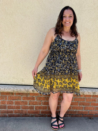 Paisley Border Mini Dress