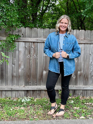 Risen Oversized Denim Shacket with Pockets