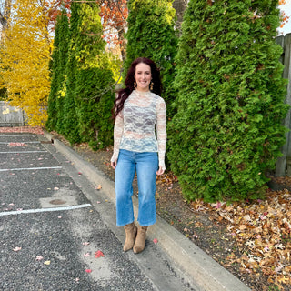 Ivory Lace Sheer Long Sleeve Top