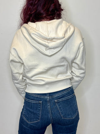 Sand Beige Fleece Zip-Up Hoodie