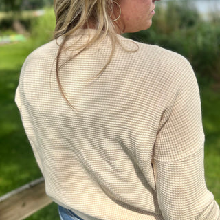 Oatmeal Soft Touch Waffle Knit Sweater
