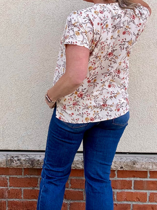 Floral Print Dolman Sleeve Woven Top