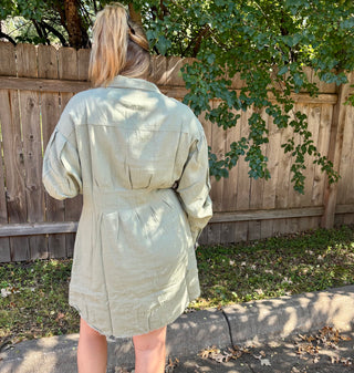 Risen Sage Green Linen Dress
