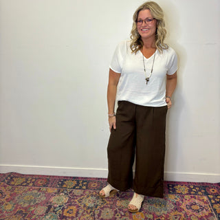 Brown Woven Airflow Drawstring Pants