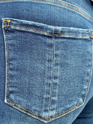 Risen Mid Rise Straight Leg Cuffed Jeans