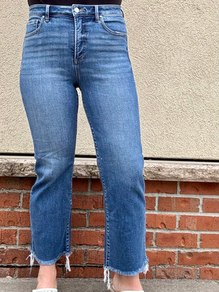 Risen High Rise Tummy Control Crop Straight Leg Jeans