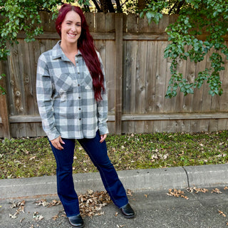Grey and Cream Plaid Button Up