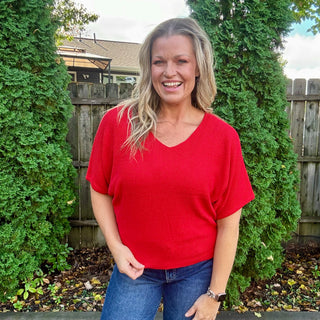 Ruby Short Sleeve V-Neck Dolman Sweater