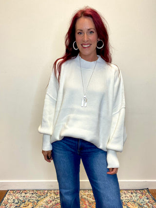Ivory Side Slit Oversized Sweater