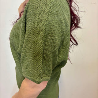 Olive Short Sleeve V-Neck Dolman