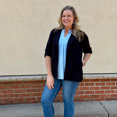 Black 3/4 Sleeve Blazer