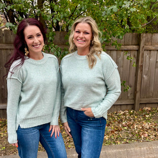 Rib and Seam Detailed Long Sleeve Sweater