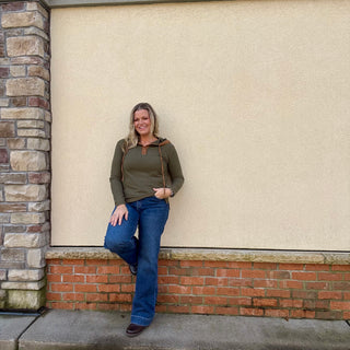 Textured Long Sleeve Hooded Henley Top
