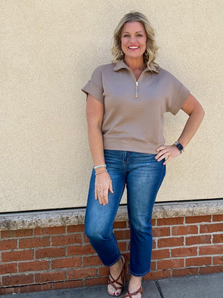 Cocoa Half Zip Short Sleeve Pullover