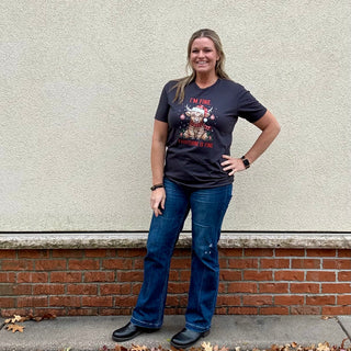 I'm Fine Highland Cow Christmas Tee