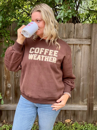 Crewneck Brown Coffee Weather Sweatshirt