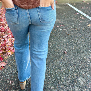 Risen Tummy Control High Rise Ankle Straight Jean