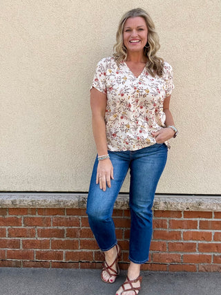 Floral Print Dolman Sleeve Woven Top