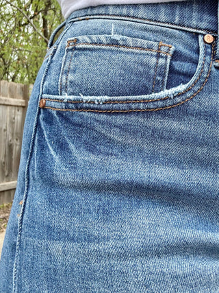 Risen Tummy Control Mid Rise Crop Wide Leg Jean