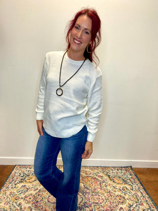 Ivory Round Neck Knit Sweater