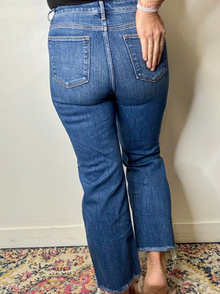 Risen High Rise Tummy Control Crop Straight Leg Jeans